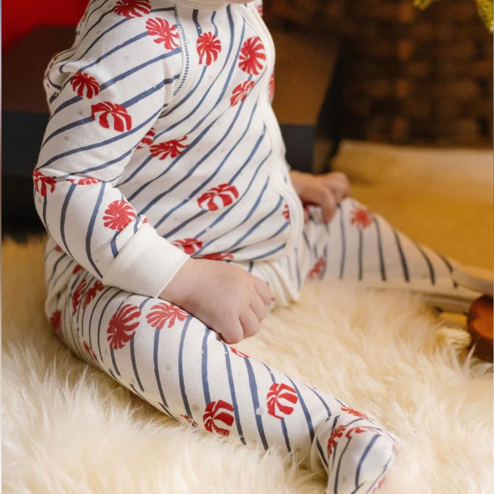 Pehr Baby Holiday Footie Pajamas - Peppermint